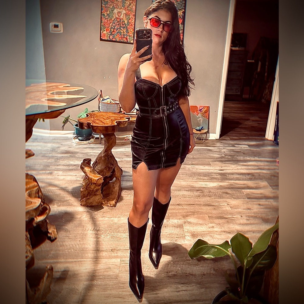 Free people Black Leather western Pointed Toe Boots